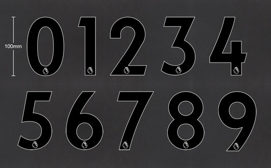2019 - 2023 OFFICIAL AVERY DENNISON PREMIER LEAGUE BLACK SHORT NUMBERS