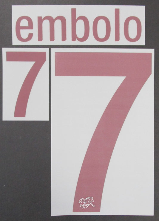SWITZERLAND 2020 2021 OFFICIAL EMBOLO 7 AWAY PLAYER SIZE NAMESET