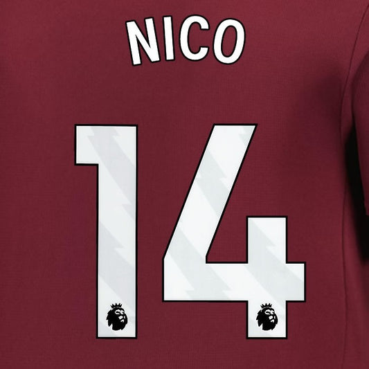 2024 2025 MANCHESTER CITY NICO 14 WHITE 3RD PLAYER SIZE NAME SET