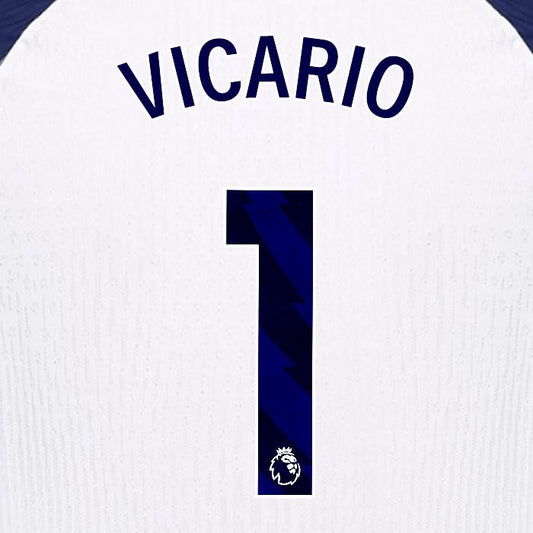 2025 2026 TOTTENHAM VICARIO 1 BLUE HOME PLAYER SIZE NAME SET