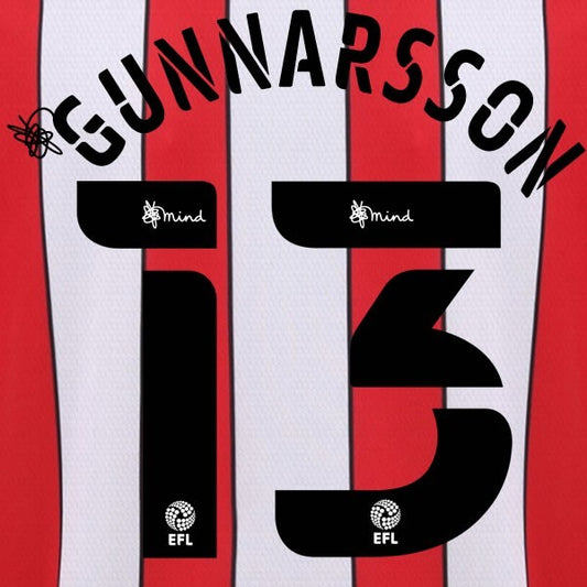 BRENTFORD 2020 2021 OFFICIAL GUNNARSSON 13 HOME PLAYER SIZE NAME SET