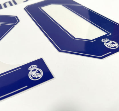 2021 - 2022 AVERY DENNISON REAL MADRID VINI JR. 20 HOME PLAYER SIZE NAME SET