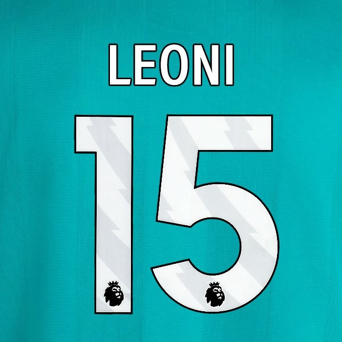 2025 2026 OFFICIAL LIVERPOOL LEONI 15 WHITE 3RD PLAYER SIZE NAMESET