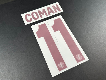 2024 2025 OFFICIAL BAYERN COMAN 11 THIRD 3RD UCL RED PLAYER SIZE NAMESET