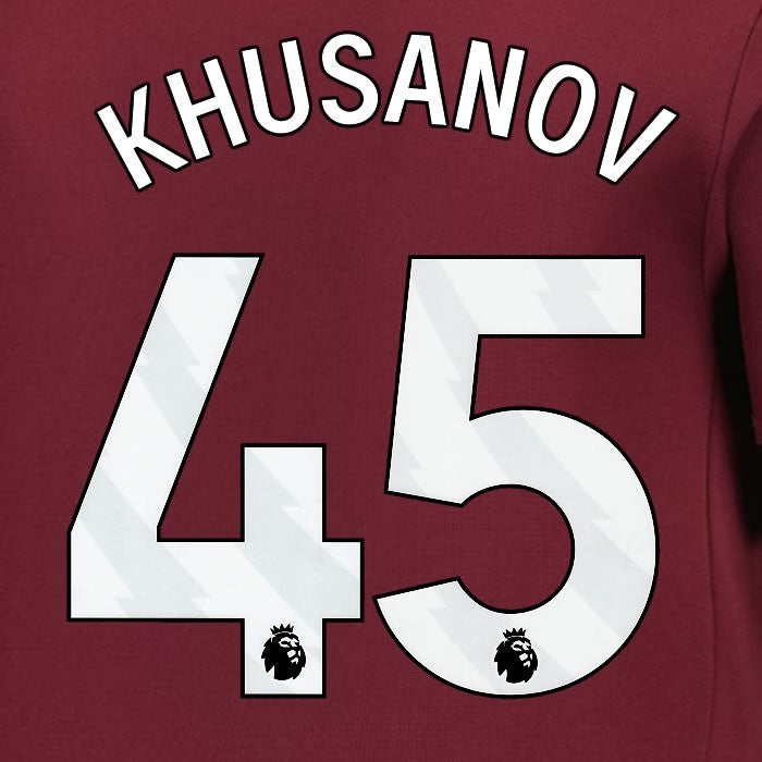 2024 2025 MANCHESTER CITY KHUSANOV 45 WHITE 3RD PLAYER SIZE NAME SET