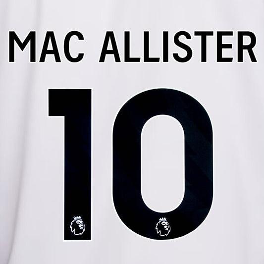 2023 2024 OFFICIAL LIVERPOOL MAC ALLISTER 10 BLACK AWAY PLAYER SIZE NAMESET