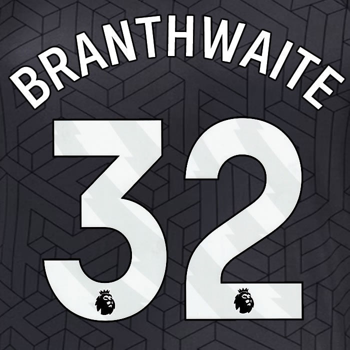 2024 2025 EVERTON BRAITHWAITE 32 OFFICIAL WHITE AWAY PLAYER SIZE NAMESET