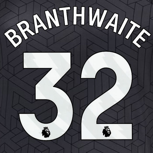2024 2025 EVERTON BRAITHWAITE 32 OFFICIAL WHITE AWAY PLAYER SIZE NAMESET