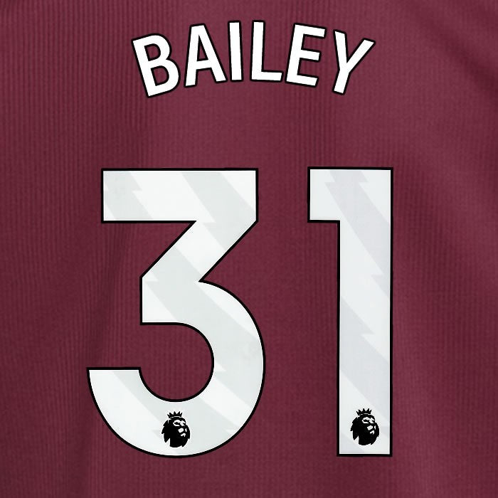 2024 2025 ASTON VILLA BAILEY 31 OFFICIAL WHITE HOME PLAYER SIZE NAMESET