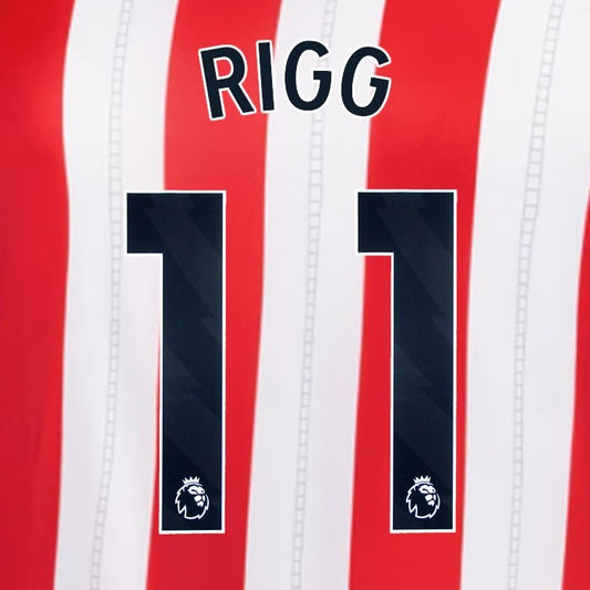 2025 2026 OFFICIAL SUNDERLAND RIGG 11 BLACK HOME PLAYER SIZE NAME SET