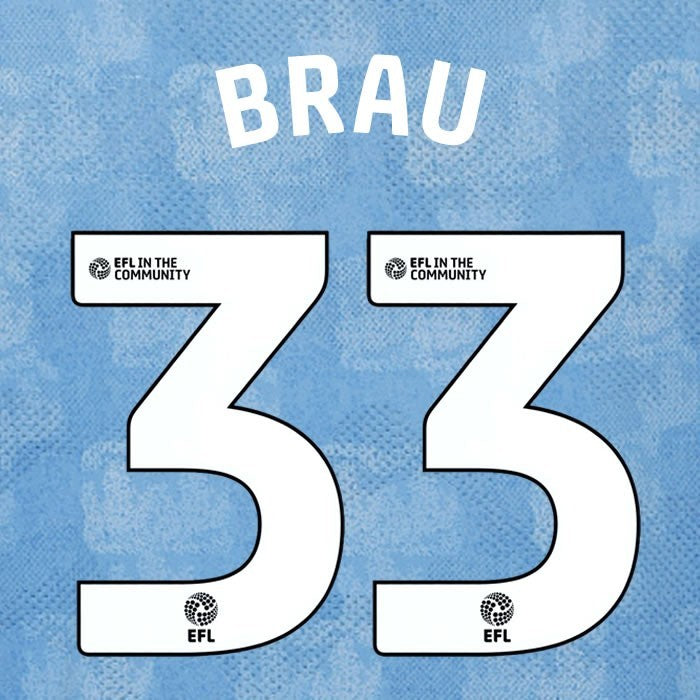 25 26 COVENTRY CITY BRAU 33 OFFICIAL WHITE HOME PLAYER SIZE NAME SET 230MM