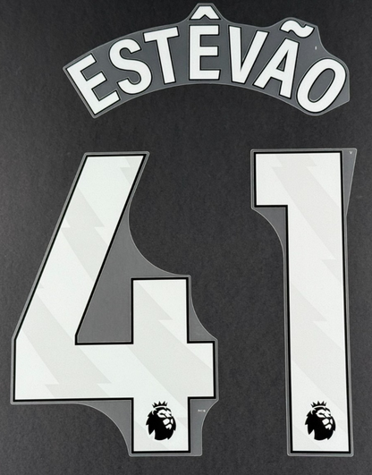 2025 2026 OFFICIAL CHELSEA ESTEVAO 41 WHITE HOME PLAYER SIZE NAMESET