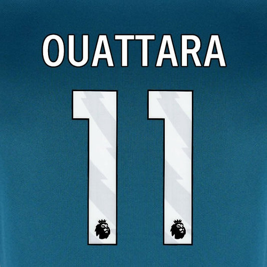 2024 2025 BOURNEMOUTH OUATTARA 11 WHITE 3RD PLAYER SIZE NAME SET