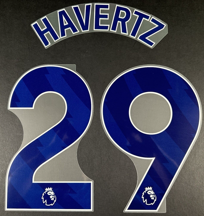 ARSENAL 2025 2026 HAVERTZ 29 OFFICIAL AVERY DENNISON BLUE PLAYER SIZE NAMESET