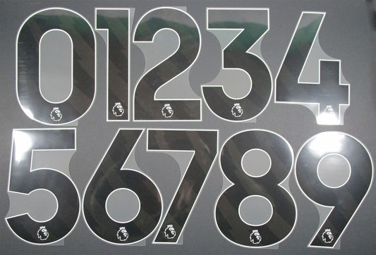 25 - 26 OFFICIAL  AVERY DENNISON PREMIER LEAGUE BLACK PLAYER SIZE NUMBERS 250MM