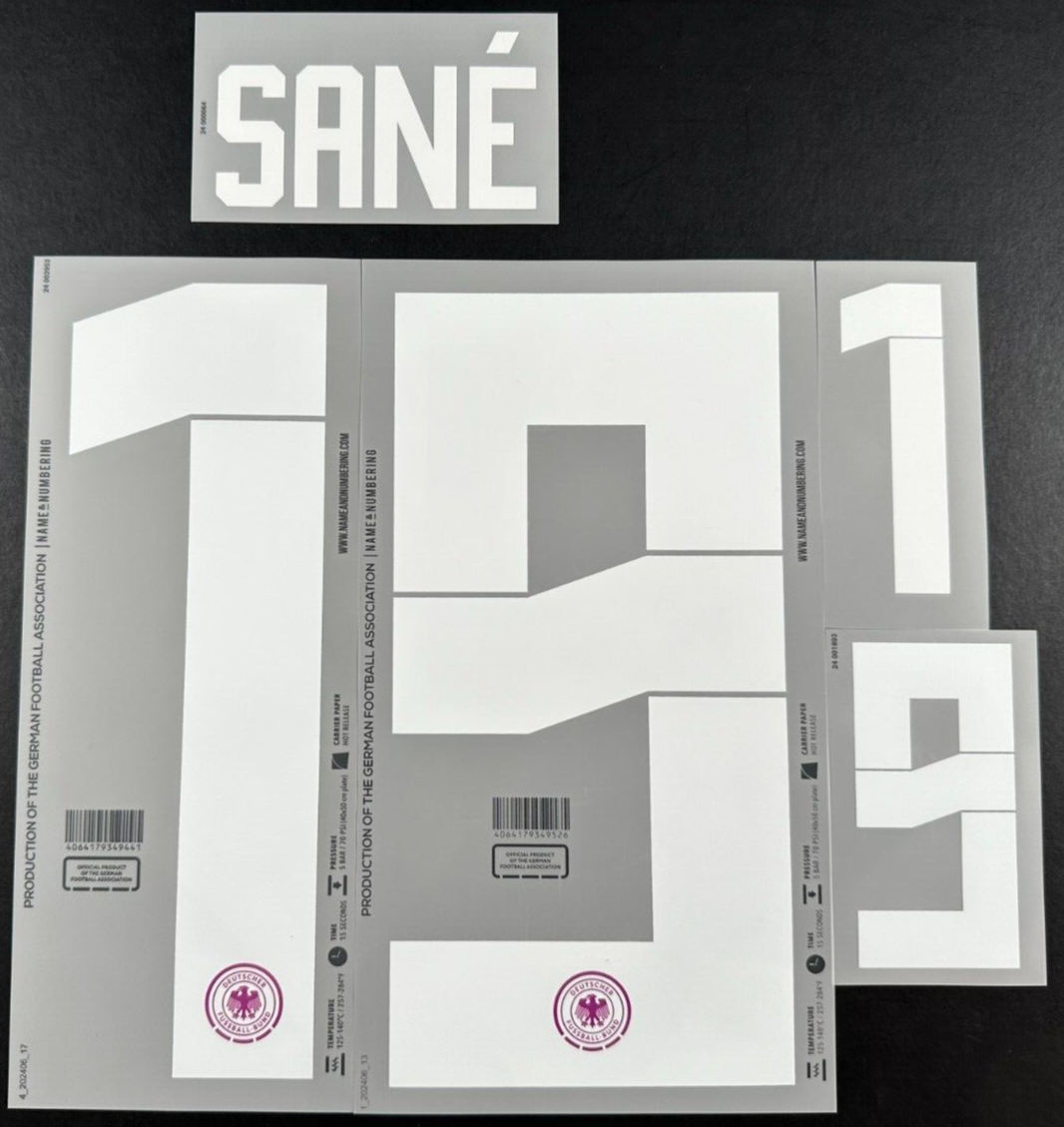 GERMANY 2023-2025 OFFICIAL NAME & NUMBERING SANE' 19 AWAY PLAYER SIZE NAMESET