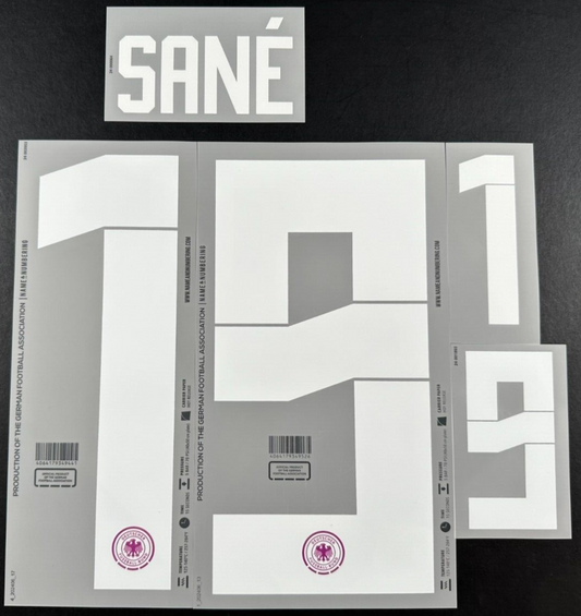 GERMANY 2023-2025 OFFICIAL NAME & NUMBERING SANE' 19 AWAY PLAYER SIZE NAMESET
