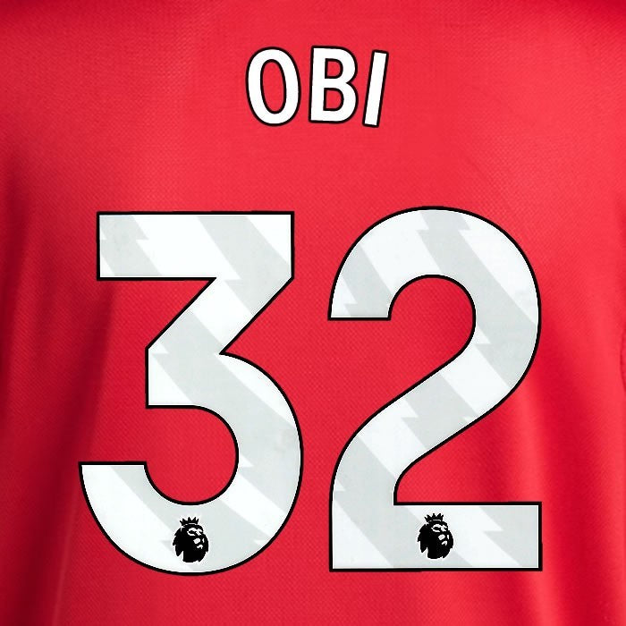 2025 2026 MANCHESTER UNITED OBI 32 HOME WHITE PLAYER SIZE NAMESET