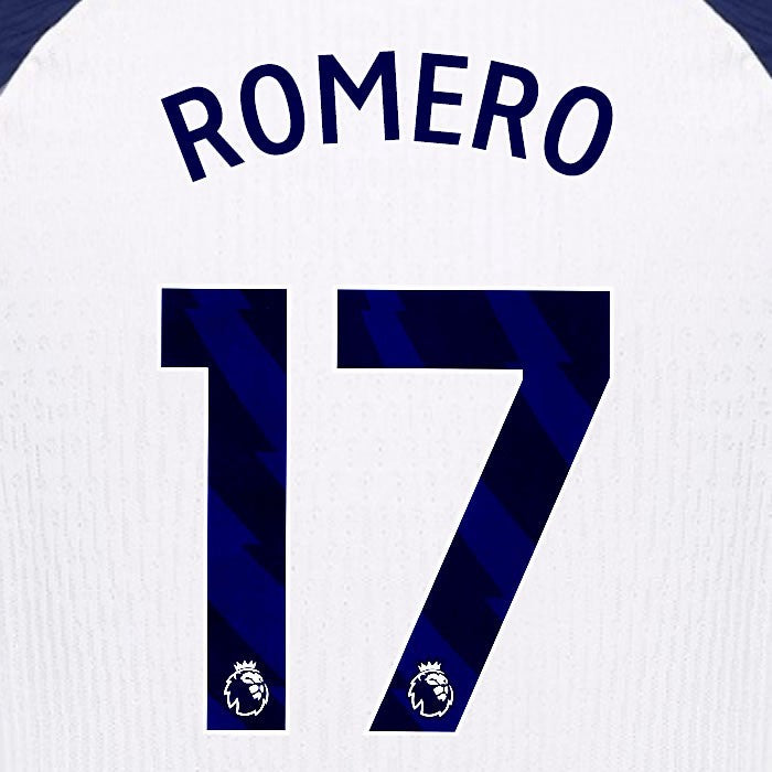 2025 2026 TOTTENHAM ROMERO 17 BLUE HOME PLAYER SIZE NAME SET