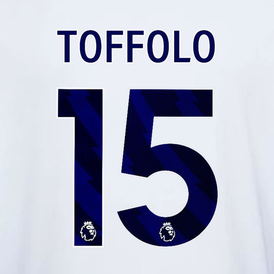 2023 2024 OFFICIAL NOTTINGHAM TOFFOLO 15 BLUE AWAY PLAYER SIZE NAMESET