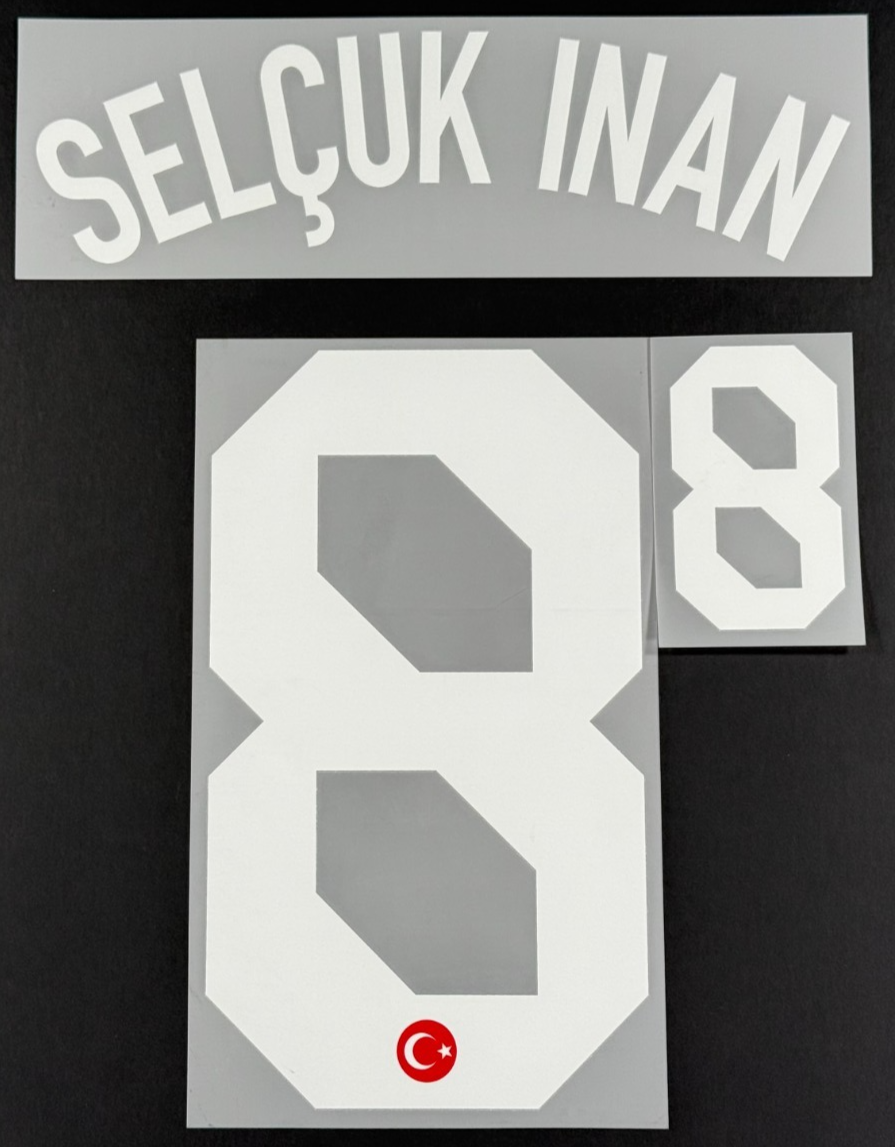 TURKEY 2020-2021 OFFICIAL SELCUK INAN 8 HOME WHITE PLAYER SIZE NAME SET