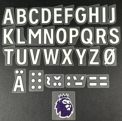 2023 - 2025 OFFICIAL AVERY DENNISON PREMIER LEAGUE WHITE KIDS SIZE LETTERS 35MM
