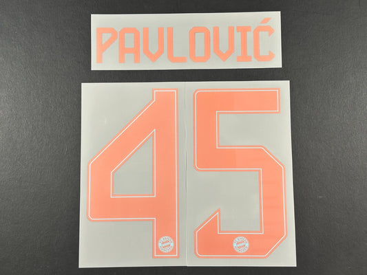 2024 2025 OFFICIAL BAYERN PAVLOVIC 45 AWAY GOLD PLAYER SIZE NAMESET