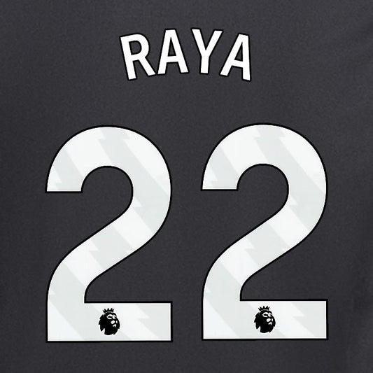 2024 2025 ARSENAL RAYA 22 WHITE AWAY OFFICIAL PLAYER SIZE NAMESET