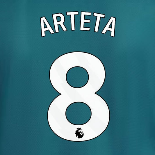 2023 2024 ARSENAL ARTETA 8 WHITE 3RD OFFICIAL PLAYER SIZE NAME SET