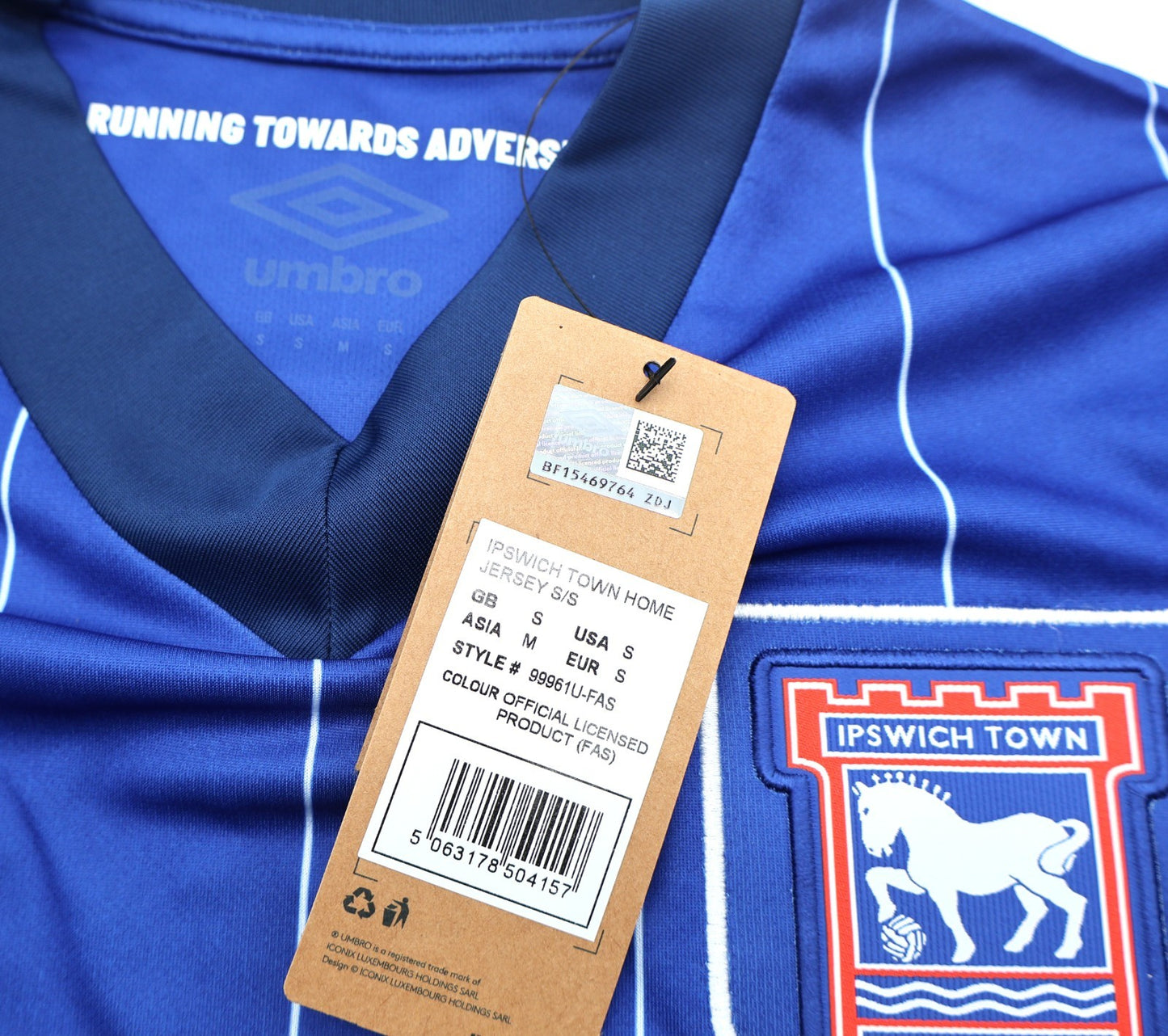 BNWT 2024 2025 IPSWICH TOWN UMBRO HOME SHIRT BURNS 7 + PATCHES MEN'S SMALL