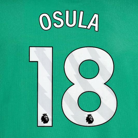 2025 2026 NEWCASTLE OSULA 18 OFFICIAL WHITE AWAY PLAYER SIZE NAME SET