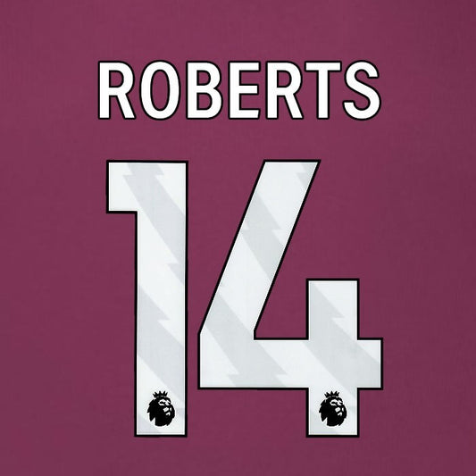 2025 2026 BURNLEY ROBERTS 14 OFFICIAL WHITE HOME PLAYER SIZE NAMESET