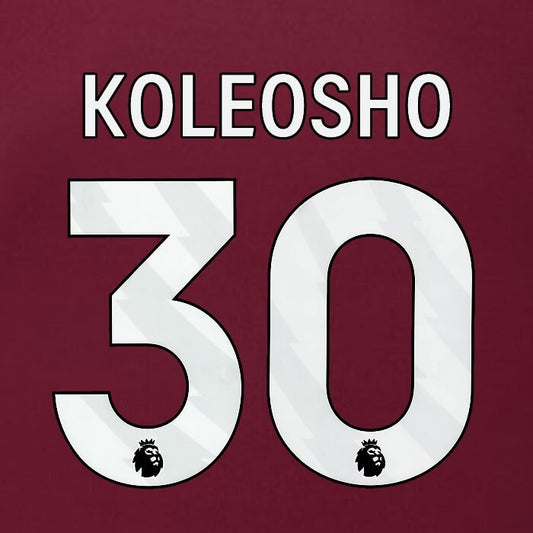 2023 2024 BURNLEY KOLEOSHO 30 OFFICIAL WHITE HOME PLAYER SIZE NAMESET