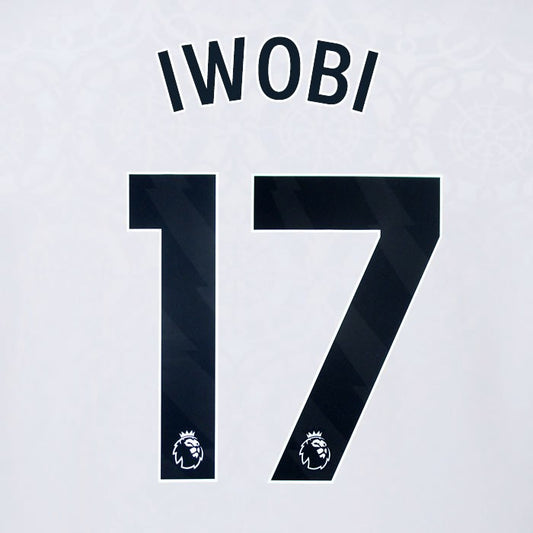 2025 2026 OFFICIAL FULHAM IWOBI 17 BLACK HOME PLAYER SIZE NAMESET