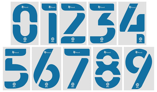 2020 2023 OFFICIAL EFL FOOTBALL LEAGUE LIGHT BLUE PLAYER SIZE MIND SHIRT NUMBERS