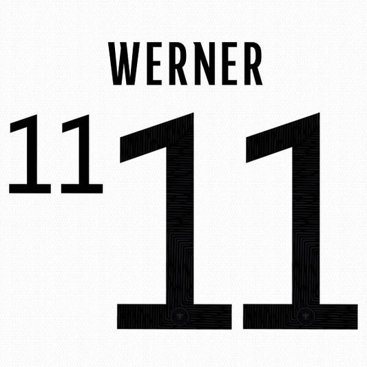 GERMANY 2020 - 2021 OFFICIAL WERNER 11 HOME PLAYER SIZE NAME SET