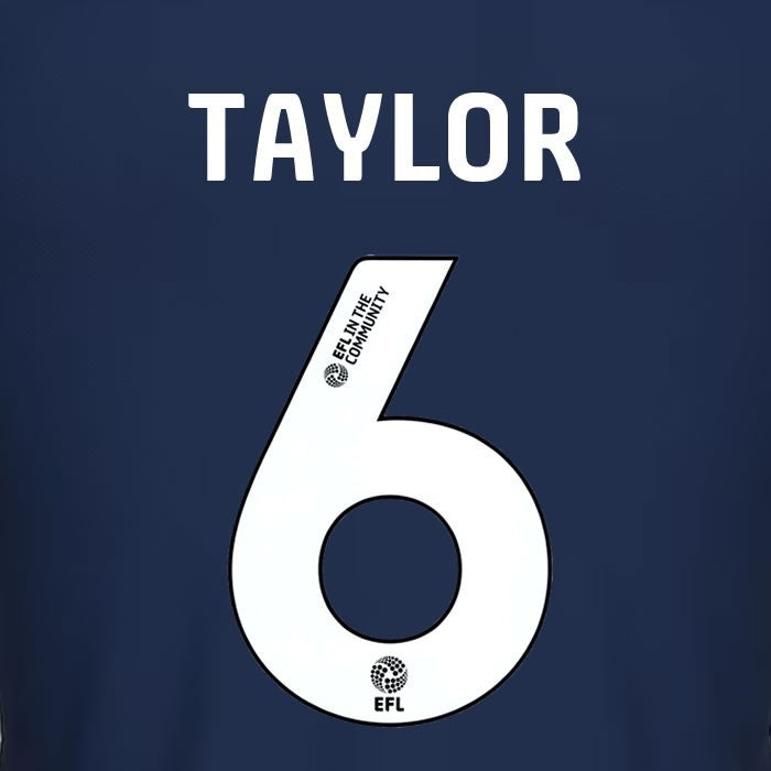 25 26 MILLWALL TAYLOR 6 OFFICIAL WHITE HOME PLAYER SIZE NAME SET 230MM