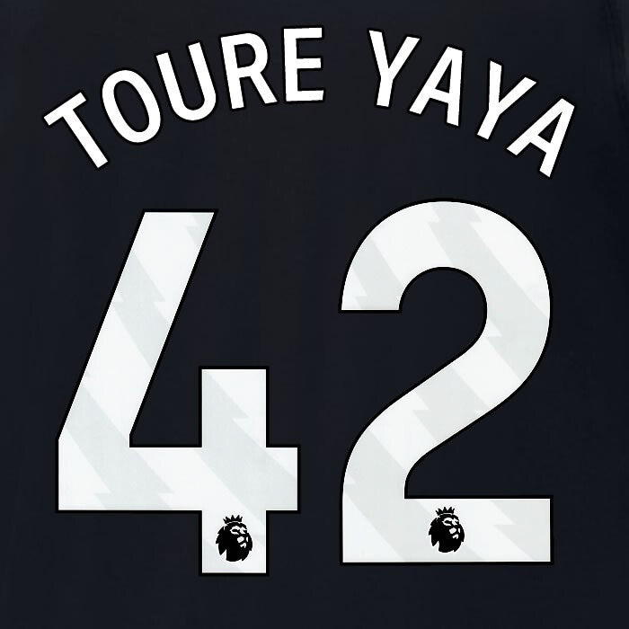 2024 2025 MANCHESTER CITY TOURE YAYA 42 WHITE AWAY PLAYER SIZE NAME SET