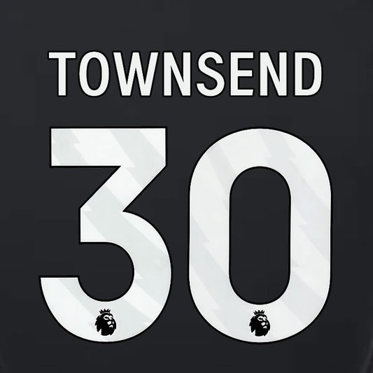 2023 2024 LUTON TOWN OFFICIAL TOWNSEND 30 WHITE 3RD PLAYER SIZE NAMESET