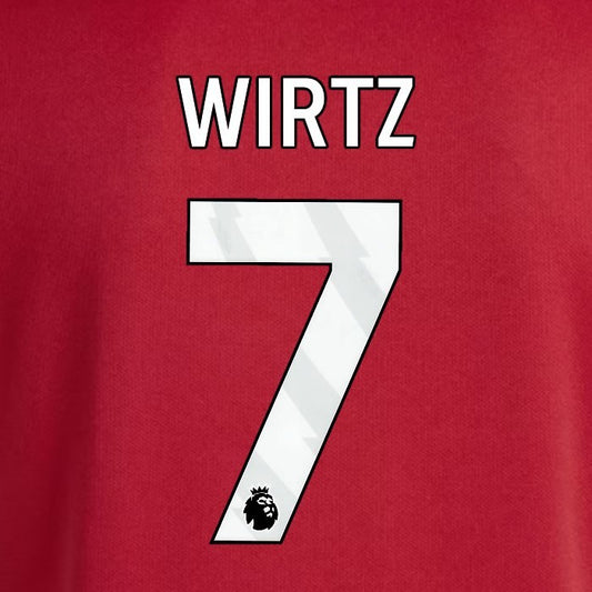 2025 2026 OFFICIAL LIVERPOOL WIRTZ 7 WHITE HOME PLAYER SIZE NAMESET