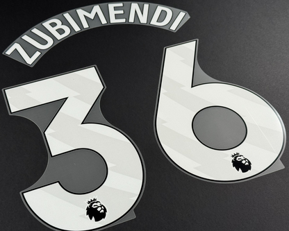ARSENAL 25/26 ZUBIMENDI 36 OFFICIAL AVERY DENNISON WHITE PLAYER SIZE NAME SET