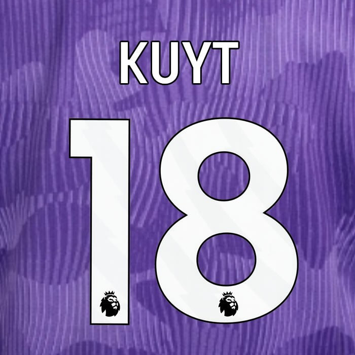 2023 2024 OFFICIAL LIVERPOOL KUYT 18 WHITE 3RD PLAYER SIZE NAMESET