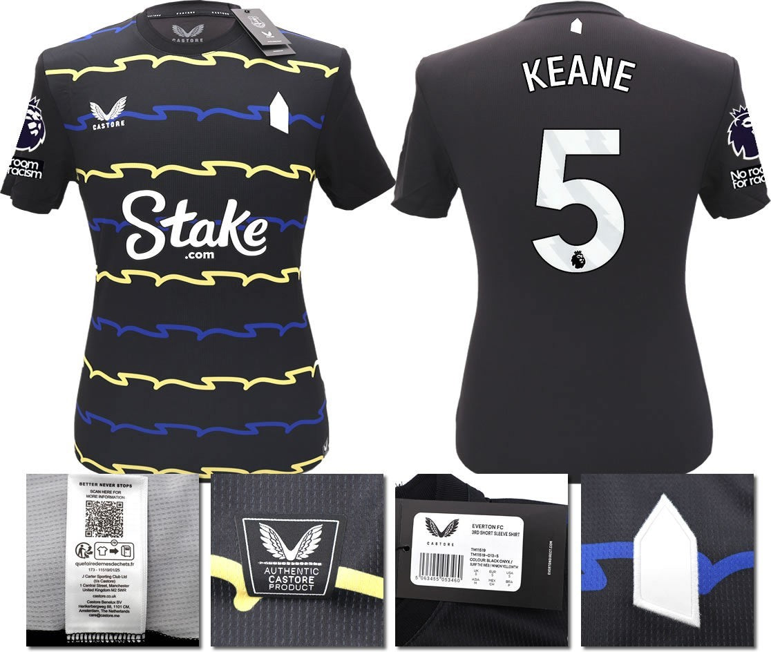 BNWT 2025/2026 EVERTON F.C. CASTORE 3RD SHIRT KEANE 5 + PATCHES