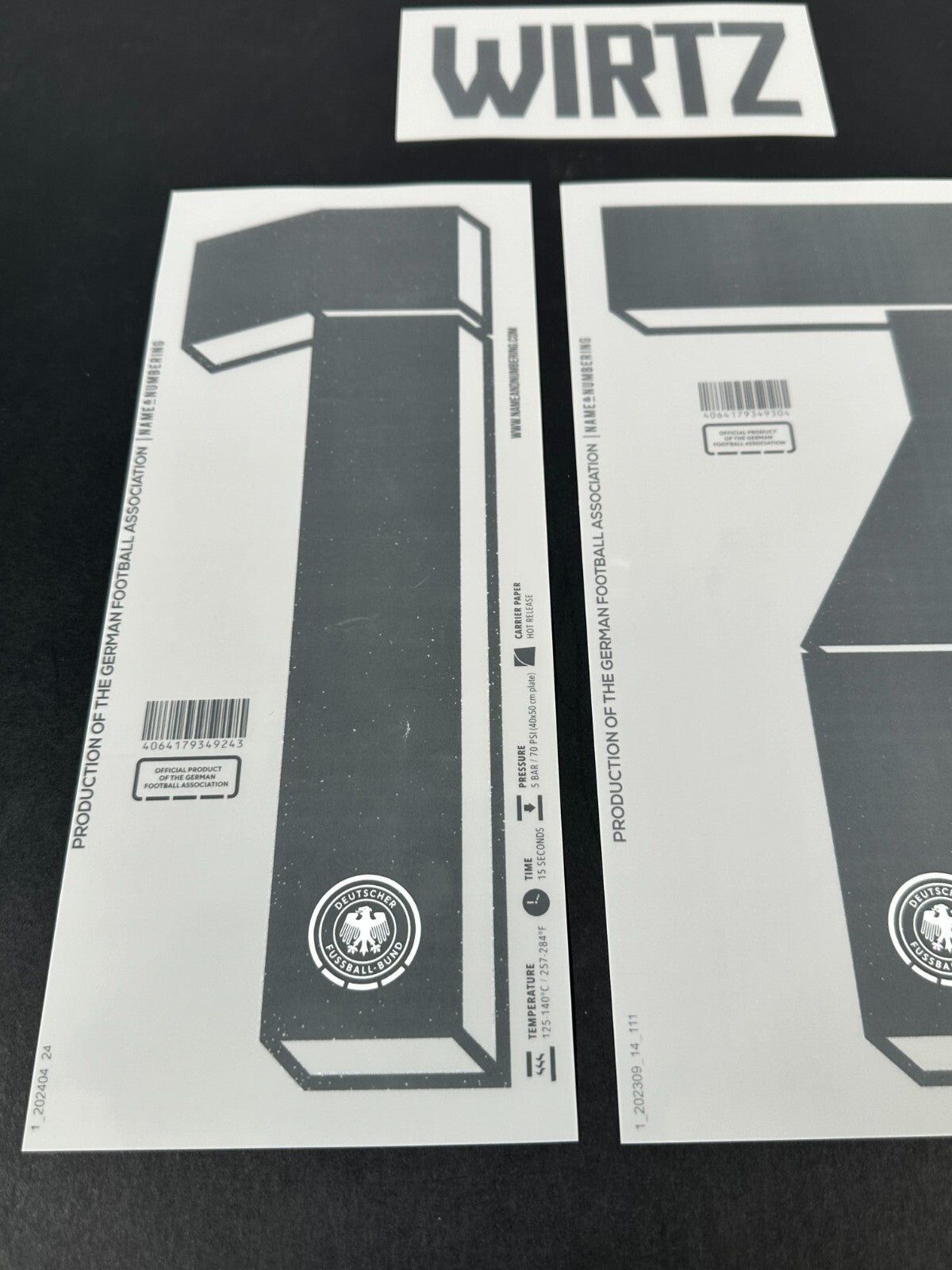 GERMANY 2023-2024 OFFICIAL NAME & NUMBERING WIRTZ 17 HOME PLAYER SIZE NAMESET