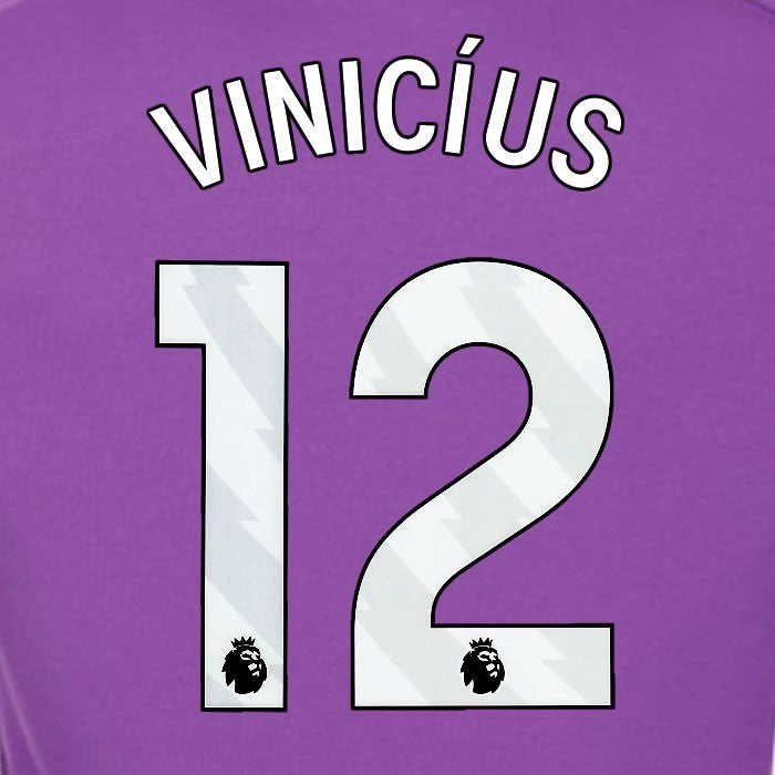 2024 2025 OFFICIAL FULHAM VINICIUS 12 WHITE 3RD PLAYER SIZE NAMESET