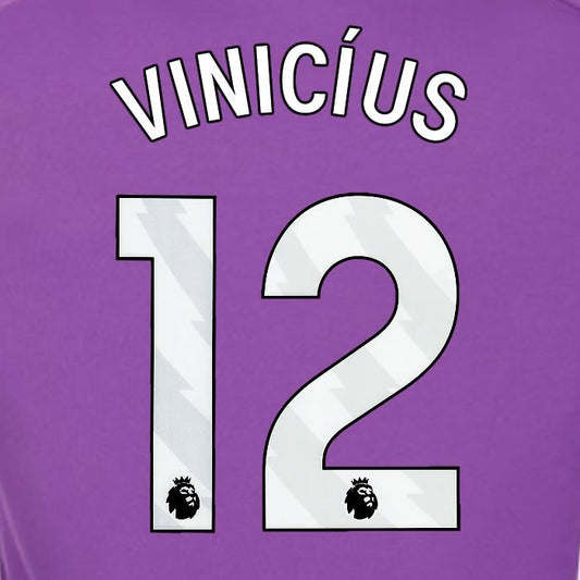 2024 2025 OFFICIAL FULHAM VINICIUS 12 WHITE 3RD PLAYER SIZE NAMESET
