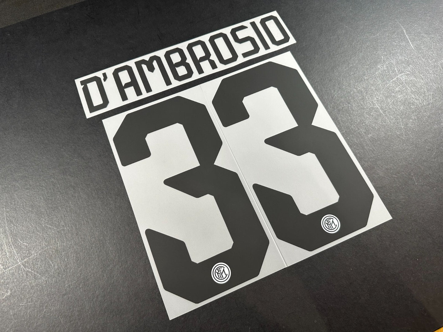 INTER MILAN 2019 2020 D AMBROSIO 33 OFFICIAL AWAY BLACK PLAYER SIZE NAMESET