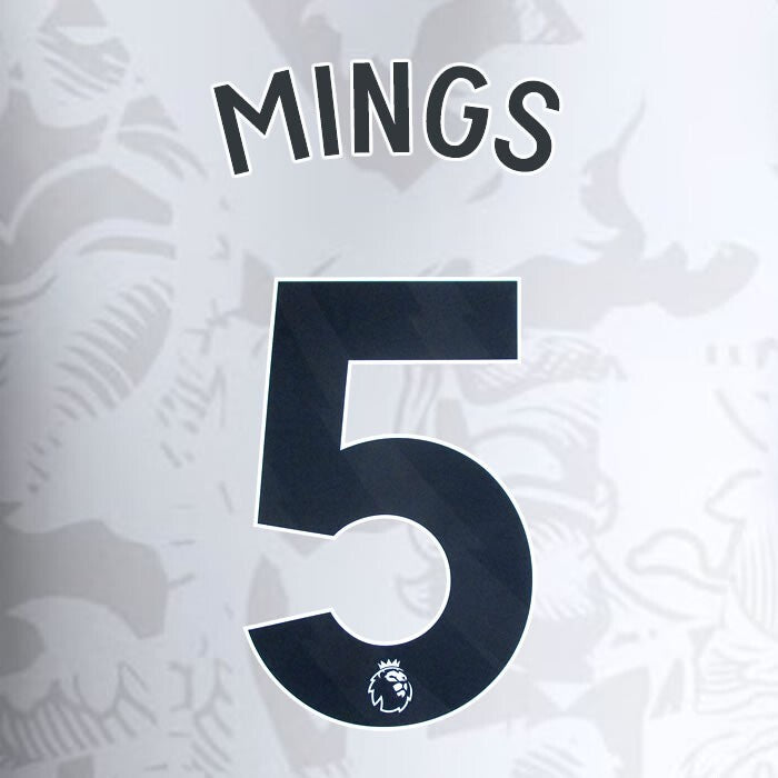 2023 2024 ASTON VILLA MINGS 5 OFFICIAL BLACK AWAY PLAYER SIZE NAMESET