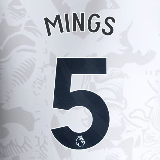 2023 2024 ASTON VILLA MINGS 5 OFFICIAL BLACK AWAY PLAYER SIZE NAMESET