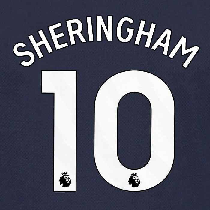 SPURS 2023 2024 SHERINGHAM 10 AVERY DENNISON WHITE AWAY PLAYER SIZE NAME SET